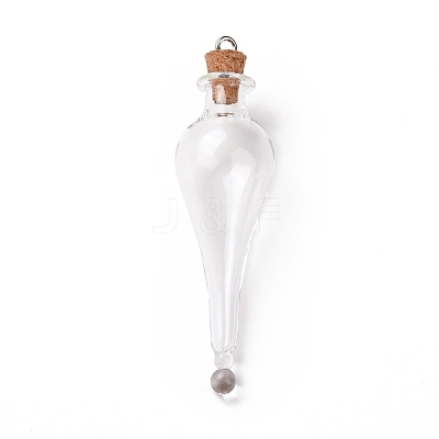 Teardrop Glass Cork Bottle Big Pendants AJEW-A041-01B-1
