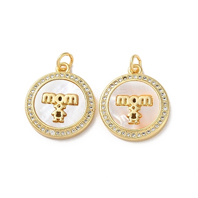 Brass Micro Pave Clear Cubic Zirconia Pendants KK-B083-20G-05-1