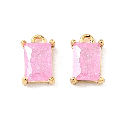 Brass Crushed Ice Cut Cubic Zirconia Pendants KK-D024-25A-G-1