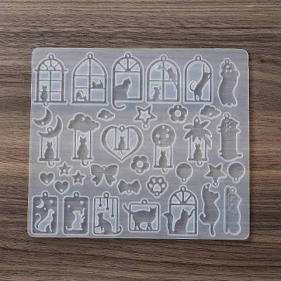 Cat Shape Theme DIY Pendant Silicone Molds DIY-F161-01C-1