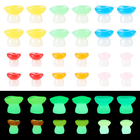 30Pcs 2 Styles Luminous Resin Mushroom Ornament RESI-TA0004-02B-1