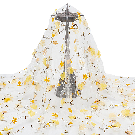 Flower Pattern Milk Fiber Mesh Fabric DIY-WH0888-09C-1