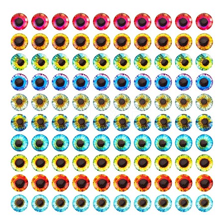   Luminous Eye Printed Glass Cabochons GGLA-PH0001-22A-1