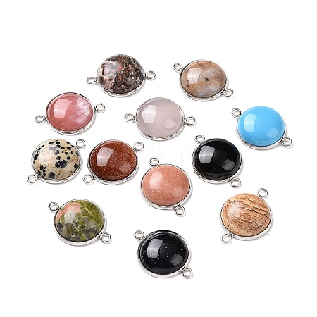 Natural & Synthetic Mixed Gemstone Connector Charms G-D059-01E-1