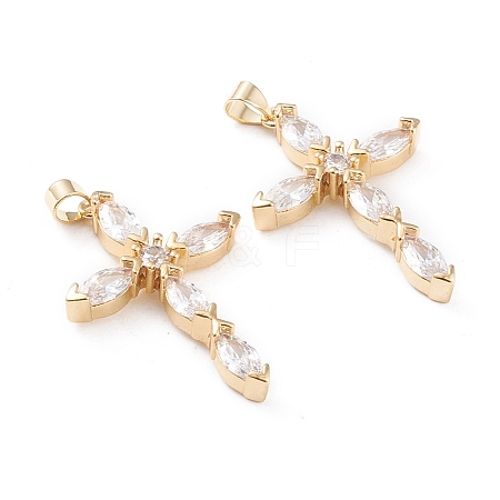 Brass Micro Pave Cubic Zirconia Pendants X-KK-F814-11G-1