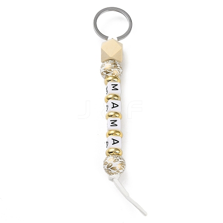 Wood and Plastic Beads Keychain Decorationes KEYC-B016-01-1