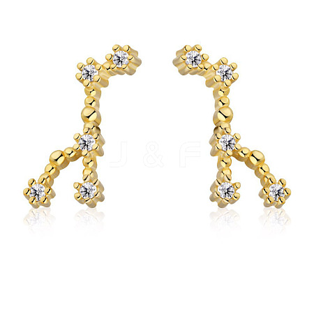 Cubic Zirconia Constellation Stud Earrings EJEW-P231-90G-07-1