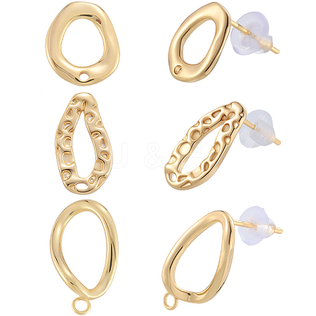 18Pcs 3 Styles Brass Stud Earrings KK-BBC0018-60-1