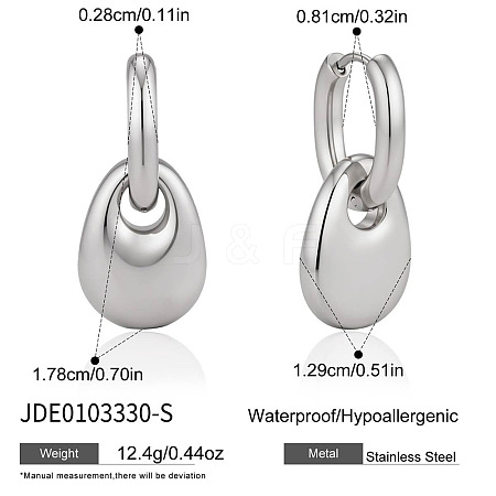 304 Stainless Steel Hoop Dangle Earrings for Women WG157E2-03-1