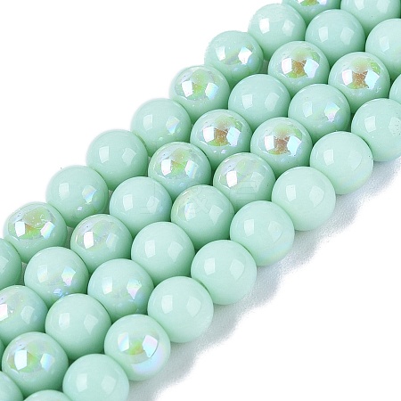 Electroplate Opaque Glass Beads Strands EGLA-Q132-6MM-01C-11-1
