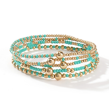 Gold Beaded Friendship Bracelet Set Handmade Stacking Jewelry for Women TB4137-8-1