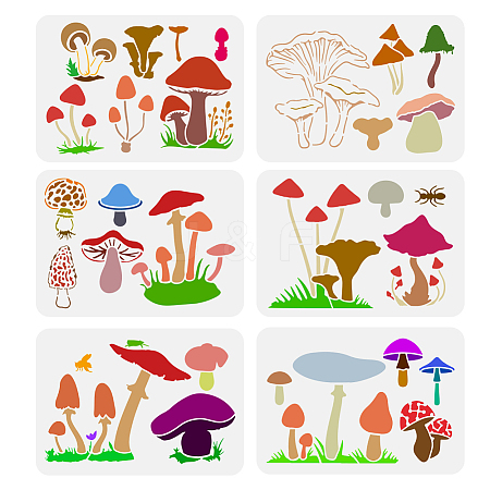 6Pcs 6 Styles PET Hollow Out Drawing Painting Stencils DIY-WH0394-0390-1
