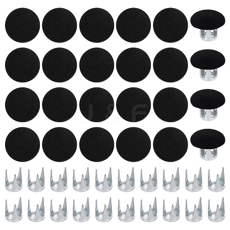 24 Bags Flat Round Cloth Cap Nail Buttons BUTT-BC0001-21A-1