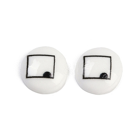 White and Black Flat Round Cartoon Resin Cabochons LS-CRES-Q009-01A-1