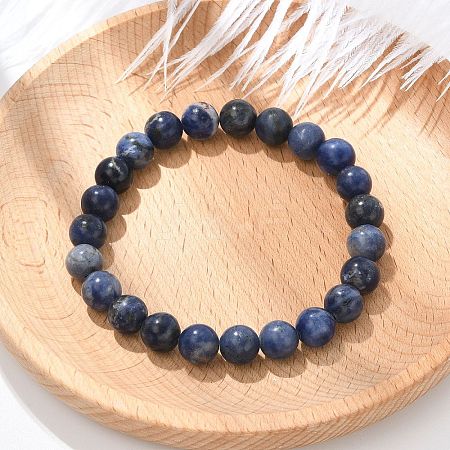 Natural Sodalite Beaded Stretch Bracelets X-BJEW-F203-05-1