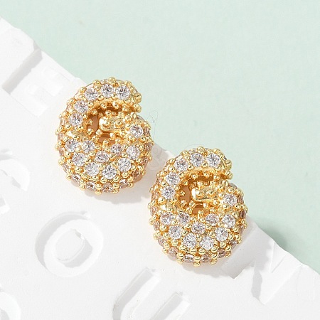 Brass Micro Pave Cubic Zirconia Stud Earrings EJEW-Z091-04G-G-1