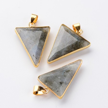 Faceted Triangle Natural Labradorite Big Pendants X-G-M294-03-1