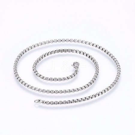304 Stainless Steel Box Chain Necklaces NJEW-F227-09P-08-1