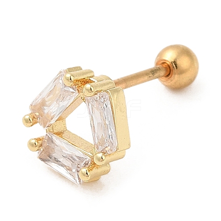 Brass Micro Pave Clear Cubic Zirconia Stud Earrings EJEW-L265-10G-1