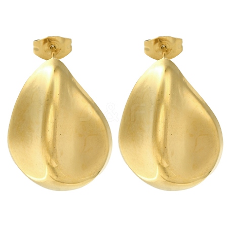 304 Stainless Steel Teardrop Stud Earrings EJEW-I312-02G-1