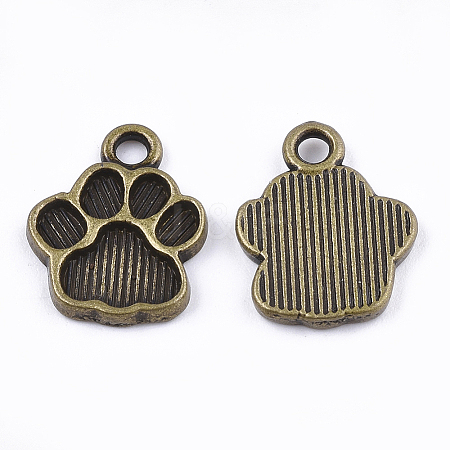 Dog Paw Prints Tibetan Style Alloy Charms Enamel Settings X-TIBEP-R338-30AB-NR-1