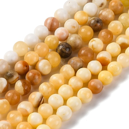 Natural Yellow Jade Beads Strands G-F591-17-6MM-1