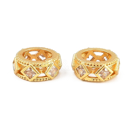 Brass Micro Pave Clear Cubic Zirconia European Beads CU-CBA6A75-14G-1