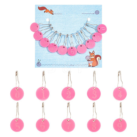 10Pcs 10 Style Number 0~9 Acrylic Charms Locking Stitch Markers HJEW-AB00651-1