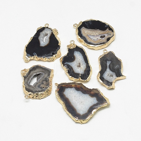 Natural Druzy Agate Slices Pendants G-Q494-65J-G-1