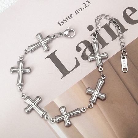 304 Stainless Steel Link Bracelets for Women LS-BJEW-Q041-01B-P-1