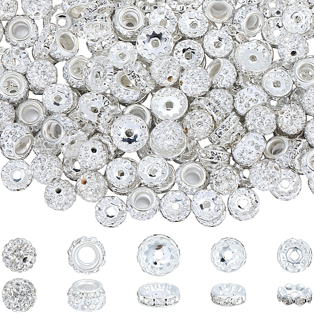 260Pcs 5 Styles Pave Disco Ball Beads RB-SC0001-21-1