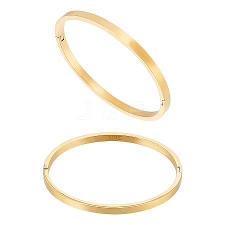 2Pcs 304 Stainless Steel Plain Bangles BJEW-UN0001-49-1