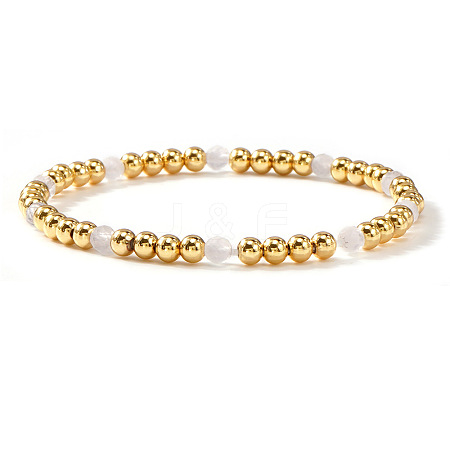 Natural White Jade Beaded Stretch Bracelets TU5709-9-1