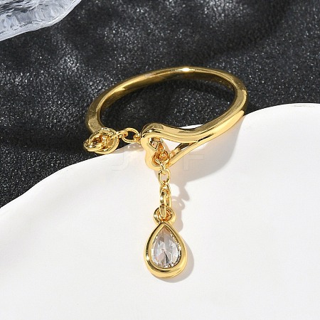 Brass Micro Pave Cubic Zirconia Finger Rings RJEW-H258-11G-1