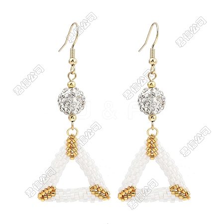 Handmade Glass Seed Beads Triangle Dangle Earrings EJEW-FS00080-1