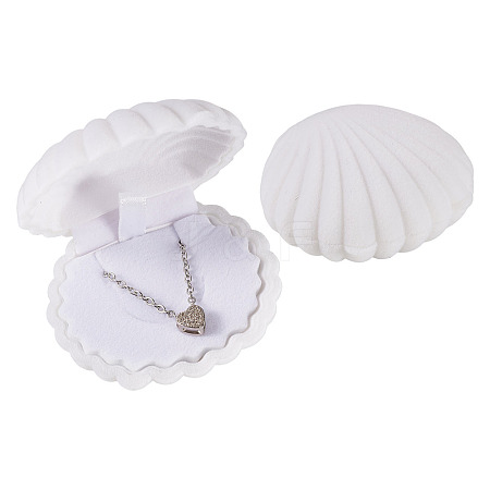 Shell Shaped Velvet Jewelry Storage Boxes VBOX-TADJ0001-02B-1