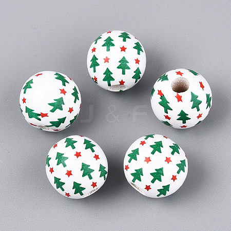 Spray Painted Schima Wood Beads WOOD-T032-36C-1