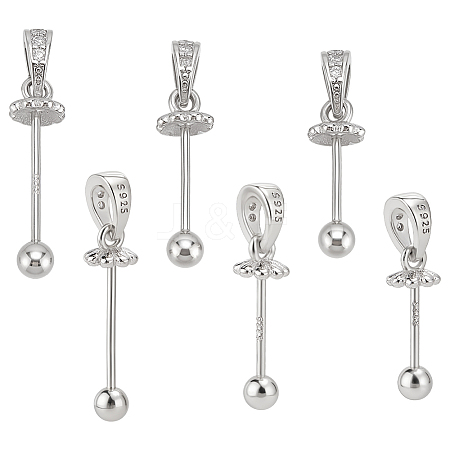 3Pcs 3 Style 925 Sterling Silver Rhinestone Pendant Bails FIND-ME0001-73-1
