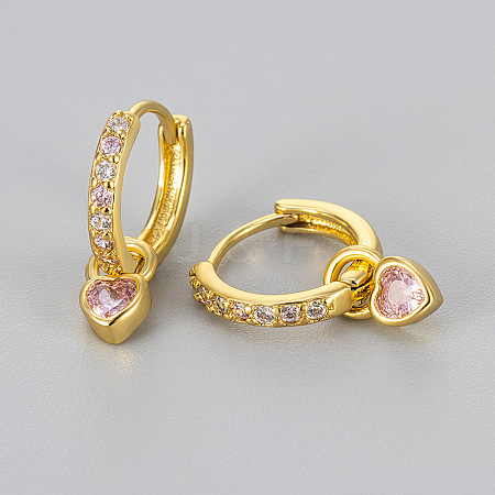 Brass Micro Pave Cubic Zirconia Hoop Dangle Earrings WG33AFF-01-1