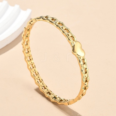 304 Stainless Steel Hinged Bangles for Women AJEW-P127-27G-1