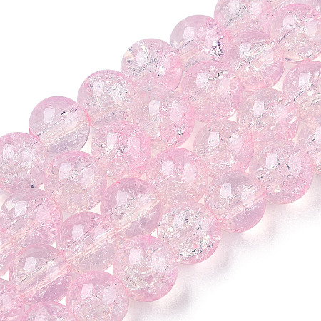 Transparent Crackle Baking Painted Glass Beads Strands DGLA-T003-01B-14-1