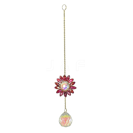 Glass Flower Hanging Suncatchers HJEW-P018-F02-1