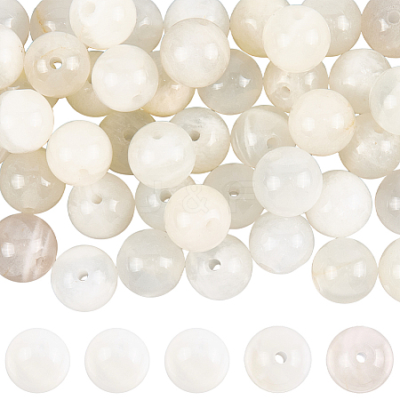 80Pcs Natural White Moonstone Beads G-SP0001-33-1
