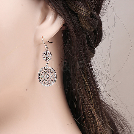 Bohemian Style Brass Clear Cubic Zirconia Dangle Earrings FS-WGE026E-01-1