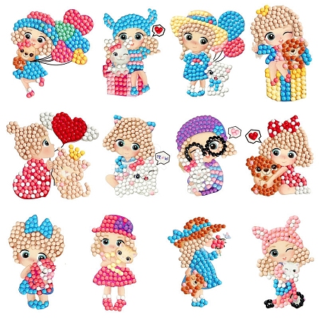 Princess DIY Diamond Painting Sticker Kit PW-WG70048-74-1