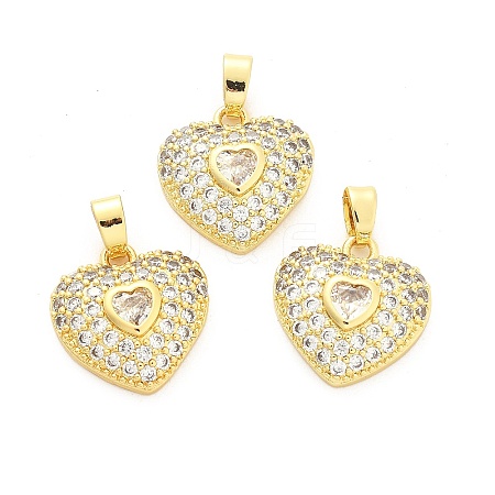 Heart Brass Micro Pave Cubic Zirconia Pendants KK-M325-16A-G-1