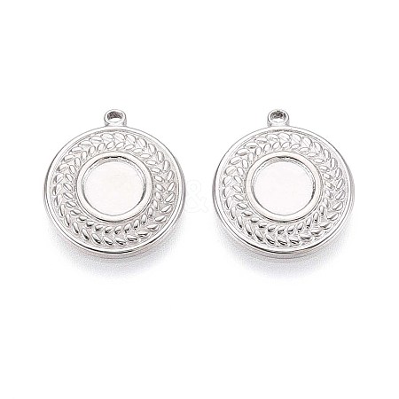 304 Stainless Steel Pendant Cabochon Settings STAS-T067-10P-1