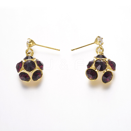 Brass Cubic Zirconia Stud Earrings EJEW-P106-07-1