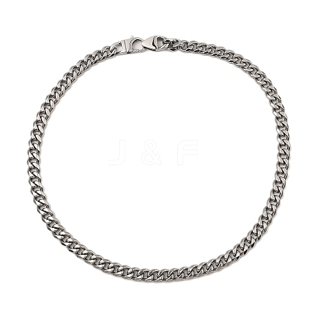 304 Stainless Steel Cuban Link Chain Necklaces NJEW-D050-01C-P-1