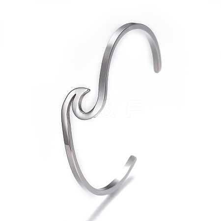 Tarnish Resistant 304 Stainless Steel Cuff Bangles BJEW-G611-01P-1